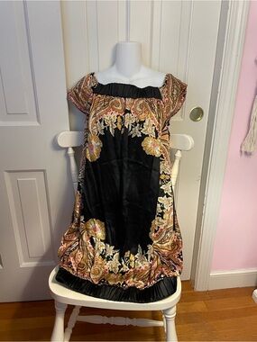 Body Language Paris Y2K Black Floral Border Dress, Sil